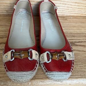 Vintage Aigner leather flats with jute soles bamboo accents 8 1/2